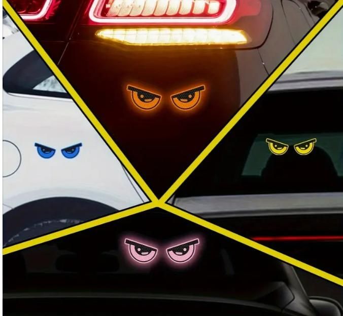 Aggressive Look + Safety: Monster Eye Reflective Car/Bike Stickers