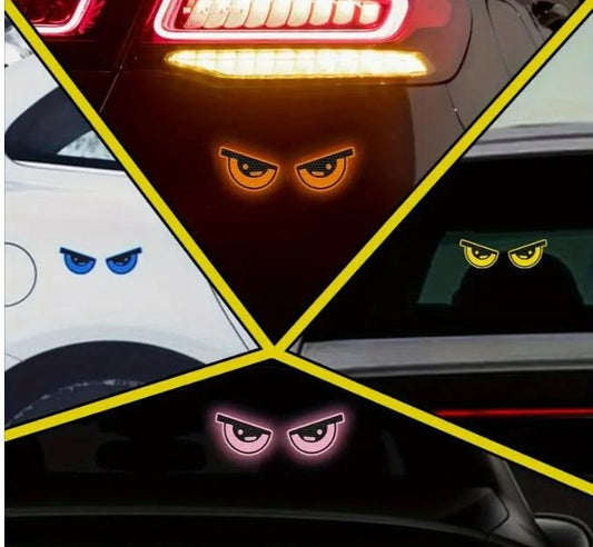 Aggressive Look + Safety: Monster Eye Reflective Car/Bike Stickers