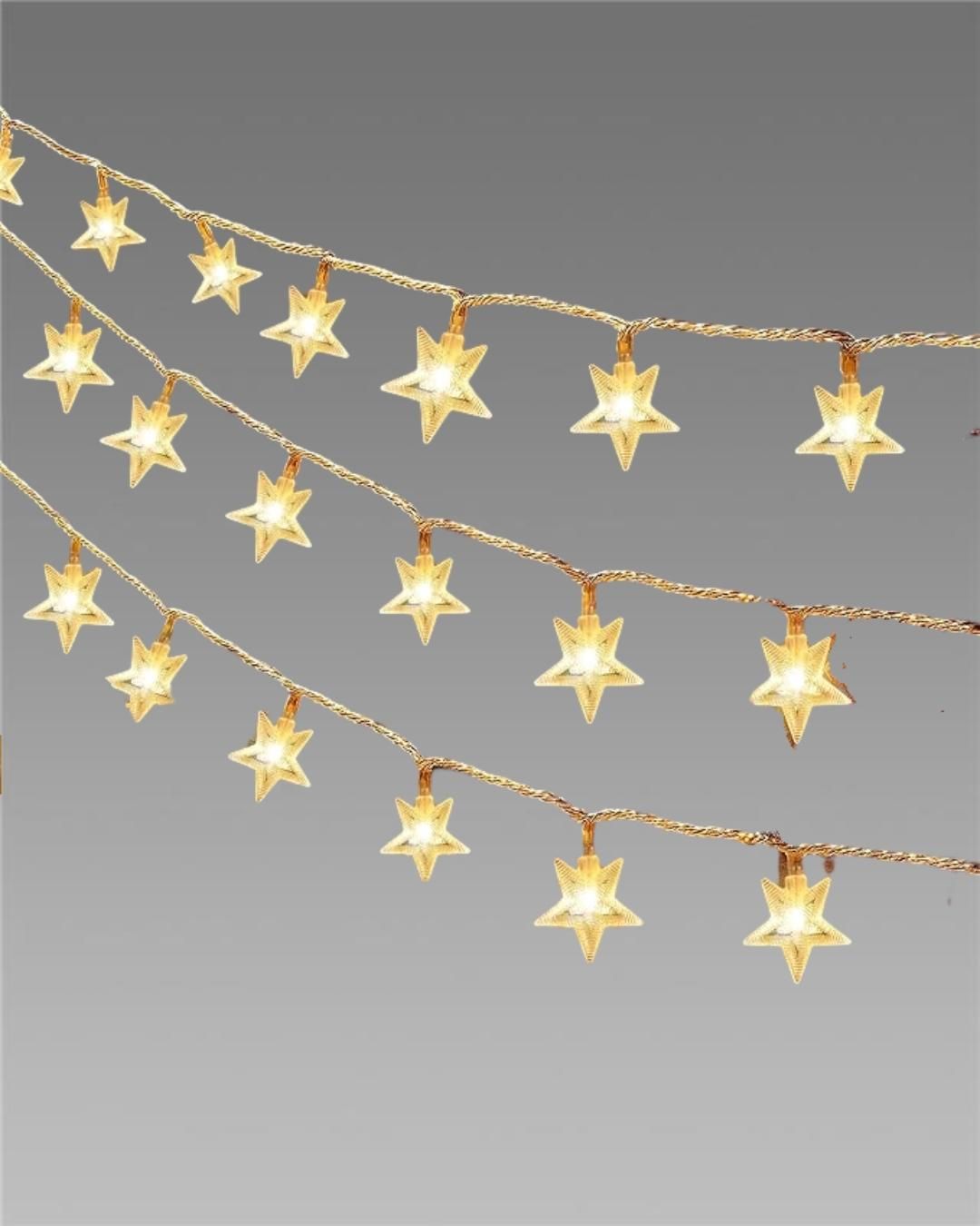 Star Shape - Warm White 16 LED String light with 16 Snow Flake styled lamp bulbs