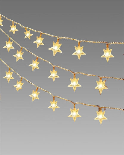 Star Shape - Warm White 16 LED String light with 16 Snow Flake styled lamp bulbs