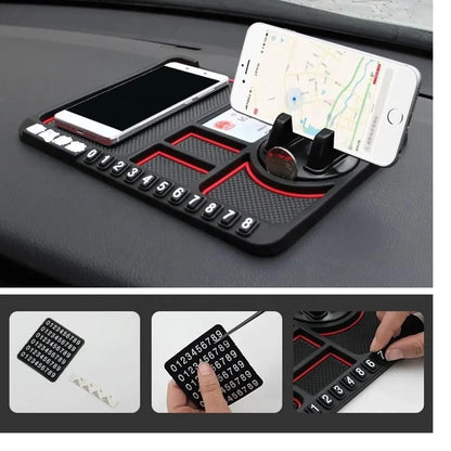 Car-Anti‑Slip Dashboard Mat & Mobile Phone Holder