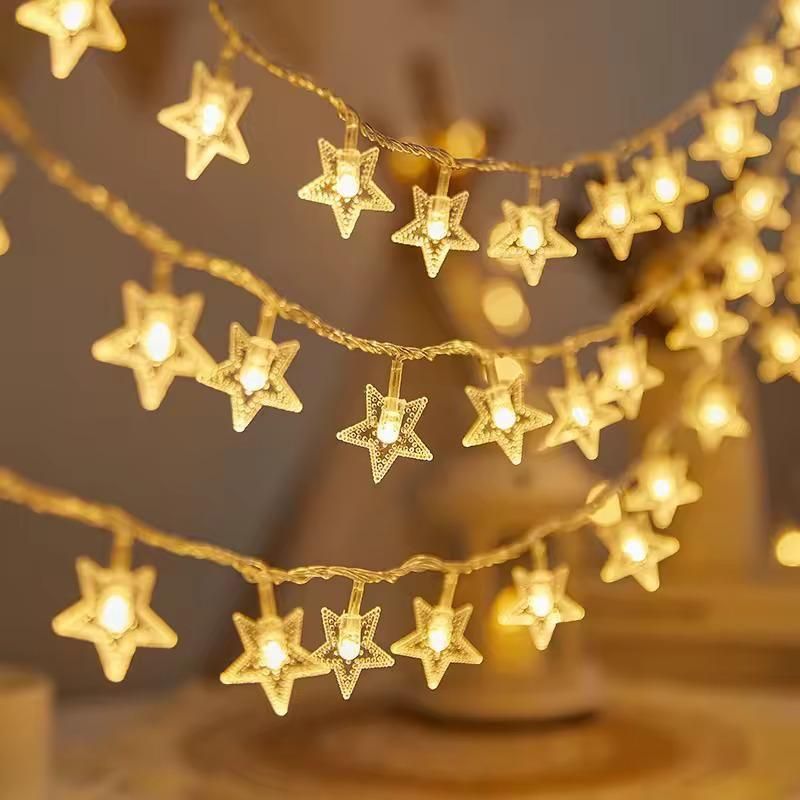 Star Shape - Warm White 16 LED String light with 16 Snow Flake styled lamp bulbs