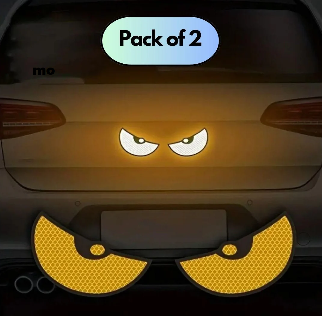 Aggressive Look + Safety: Monster Eye Reflective Car/Bike Stickers