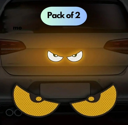 Aggressive Look + Safety: Monster Eye Reflective Car/Bike Stickers